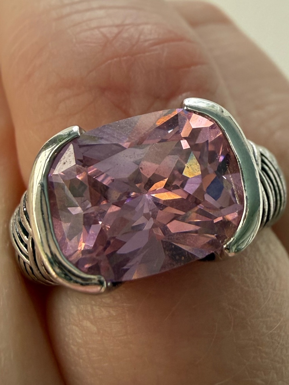 925 Pink Cushion-Cut Ring - Picture 8 of 12